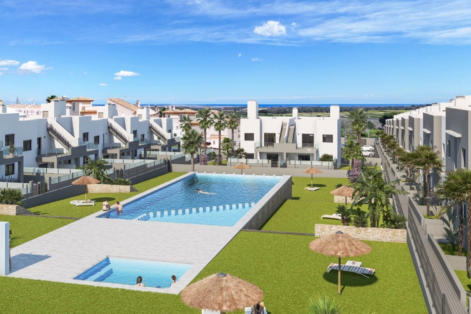 Basen - Osiedle mieszkaniowe z basenem i ogrodem w San Miguel de Salinas, Alicante (Costa Blanca Południe).