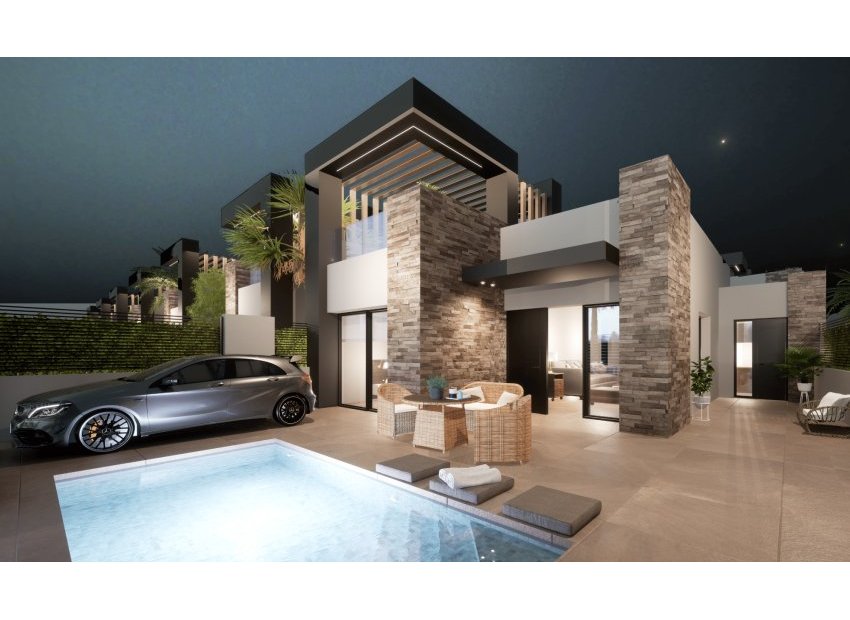 Fachada noche - Exclusivo Residencial de Villas Adosadas en San Fulgencio, Alicante (Costa Blanca)