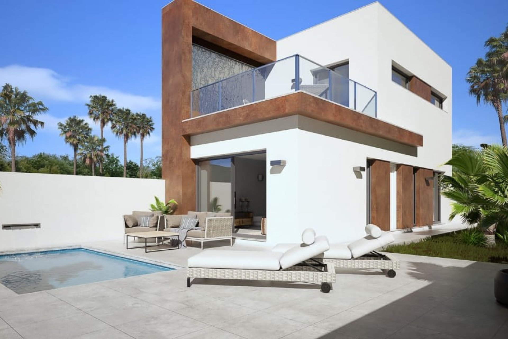 Fasada - Domy szeregowe z prywatnym basenem w Daya Nueva (Alicante – Costa Blanca)