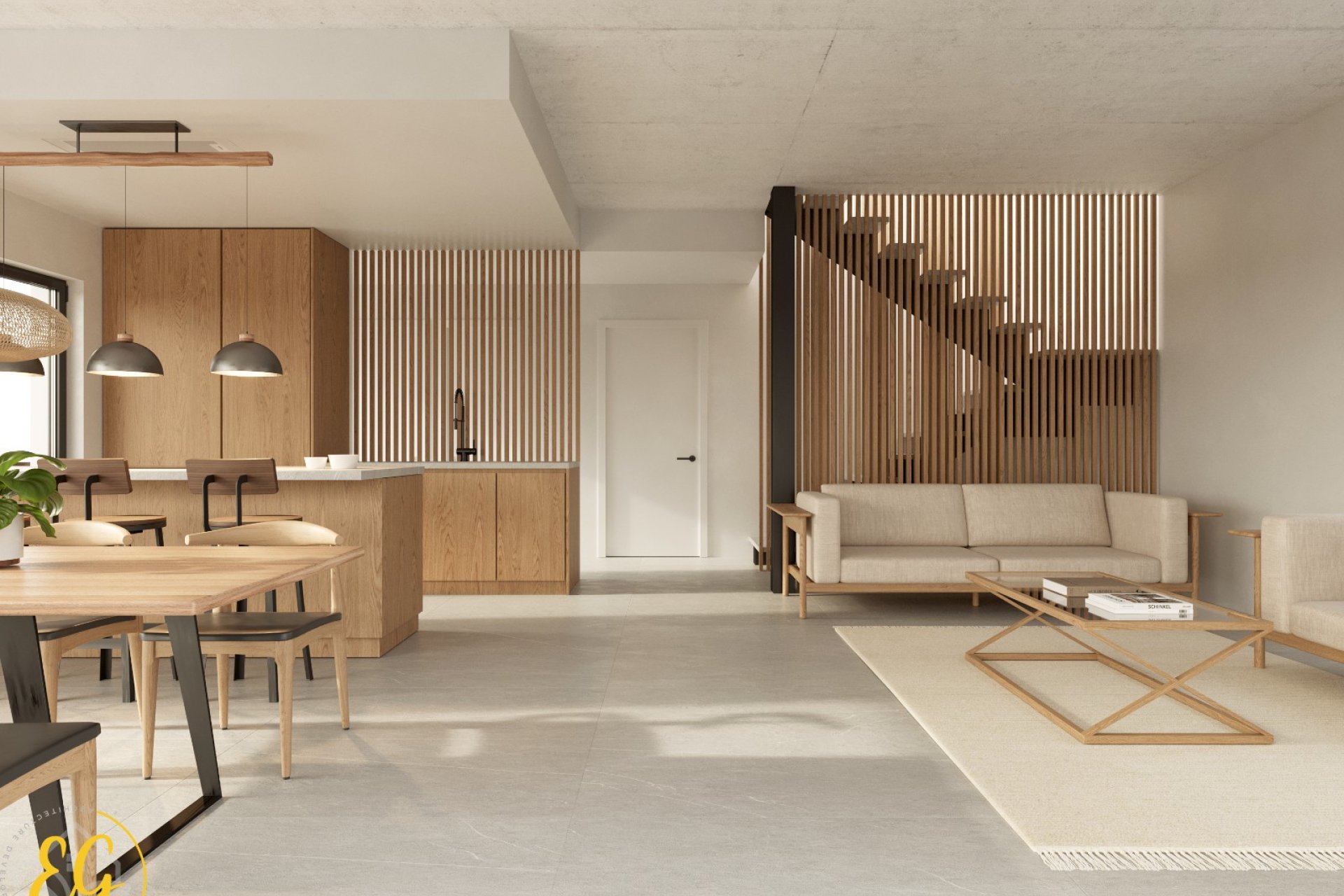 Living/Dining room - Exclusive residential complex of semi-detached villas with sea and mountain views (Polop – Costa Blanca)