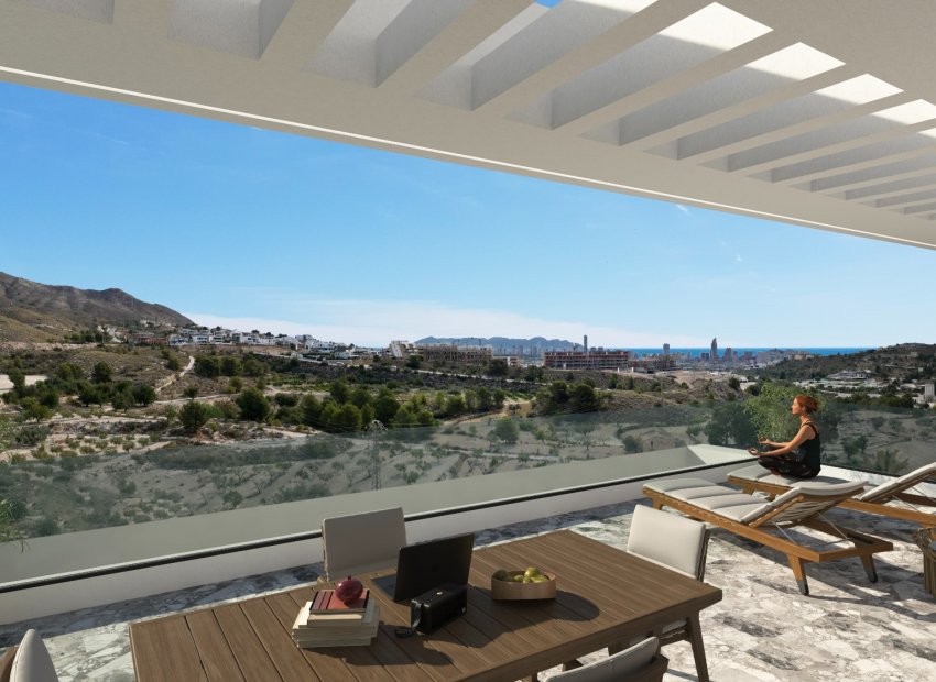 Salón - Bungalow de obra nueva con vistas al mar en Finestrat (Costa Blanca)