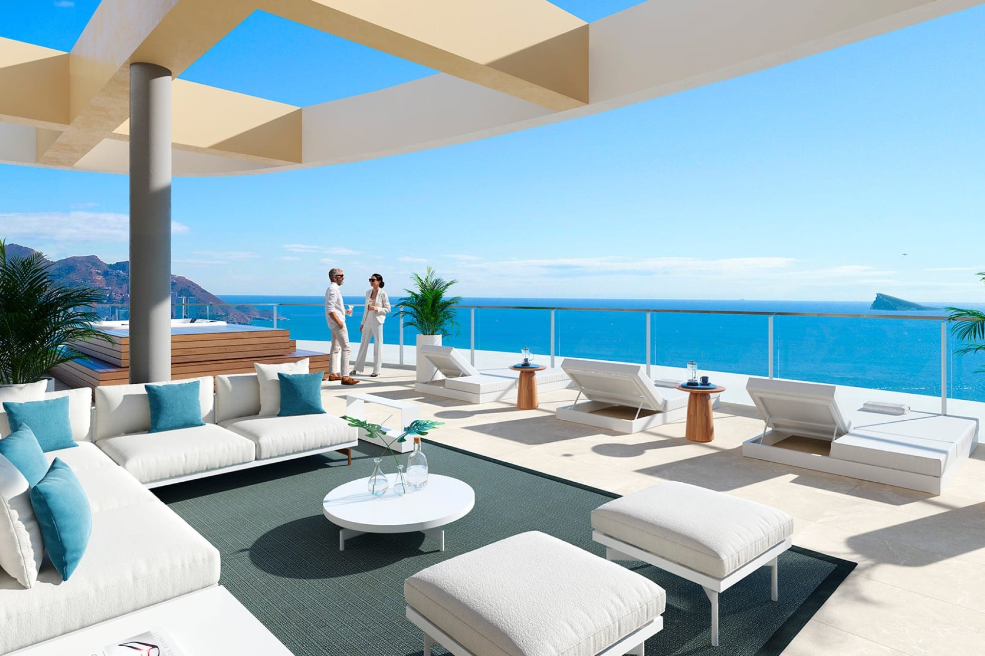 Terraza - Just 50 meters from Poniente Beach. The development comprises a total of 286 homes, offering 1, 2, 3, and 4-bedroom apartments with stunning sea views and spacious terraces that provide the unique sensation of sailing from your own home.  The co